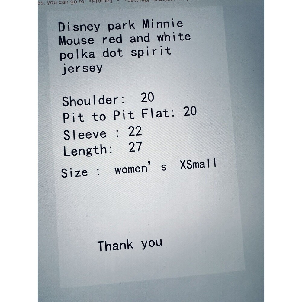 Disney Shirt Womens X-Small Red Spirit Jersey Minne Mouse Polka Dot World Resort - Picture 8 of 8